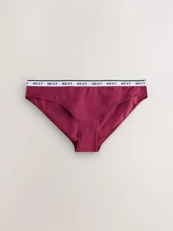 Next Bikini Cotton Logo Knickers 4 Pack Navy Argyle Check Outlet