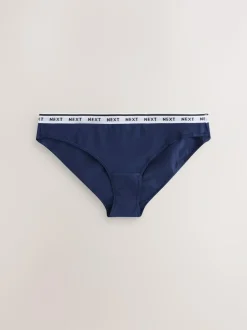 Next Bikini Cotton Logo Knickers 4 Pack Navy Argyle Check Outlet