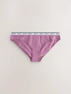 Next Bikini Cotton Logo Knickers 4 Pack Navy Argyle Check Outlet
