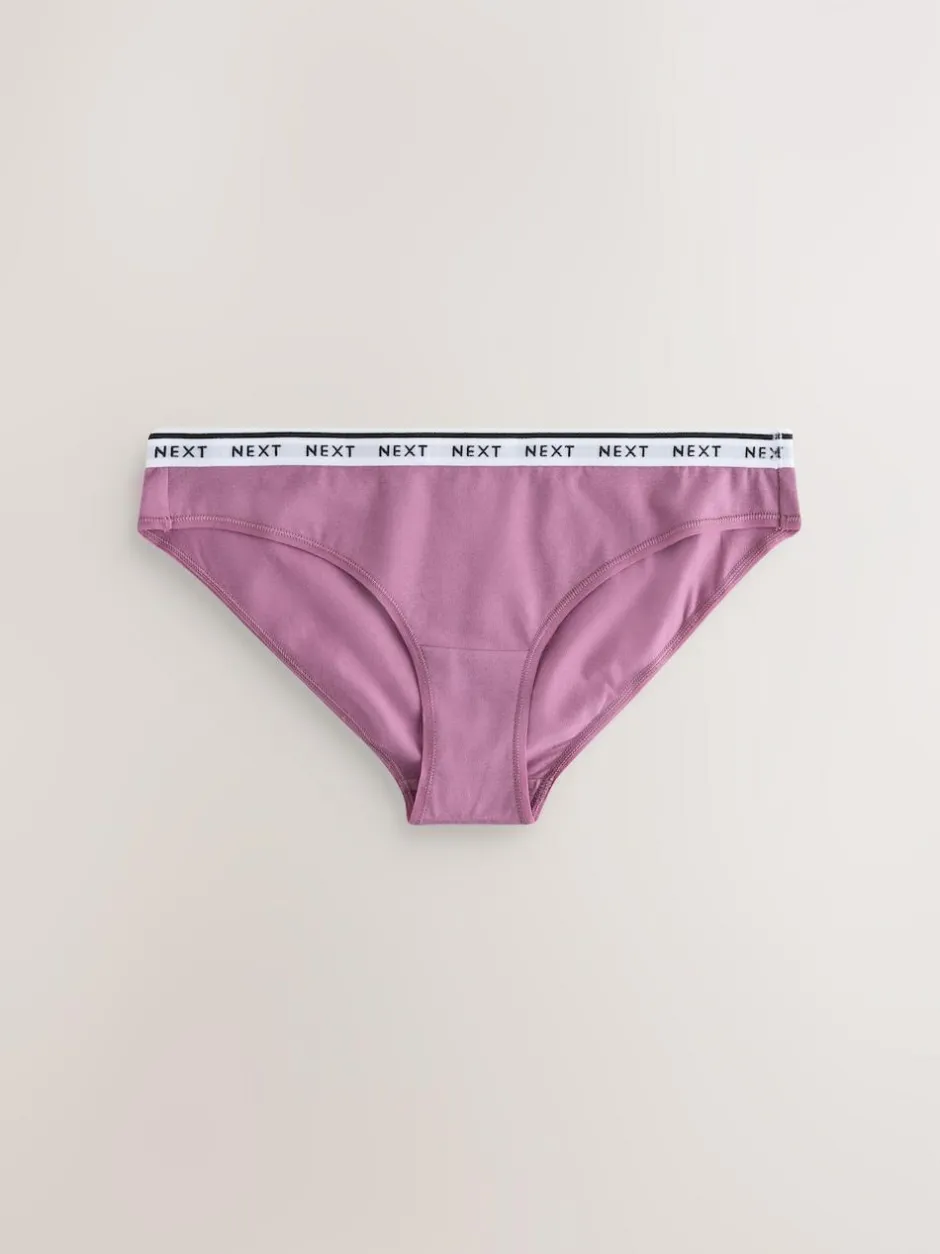 Next Bikini Cotton Logo Knickers 4 Pack Navy Argyle Check Outlet