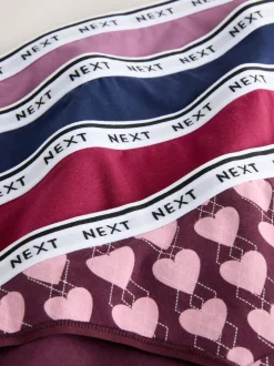 Next Bikini Cotton Logo Knickers 4 Pack Navy Argyle Check Outlet