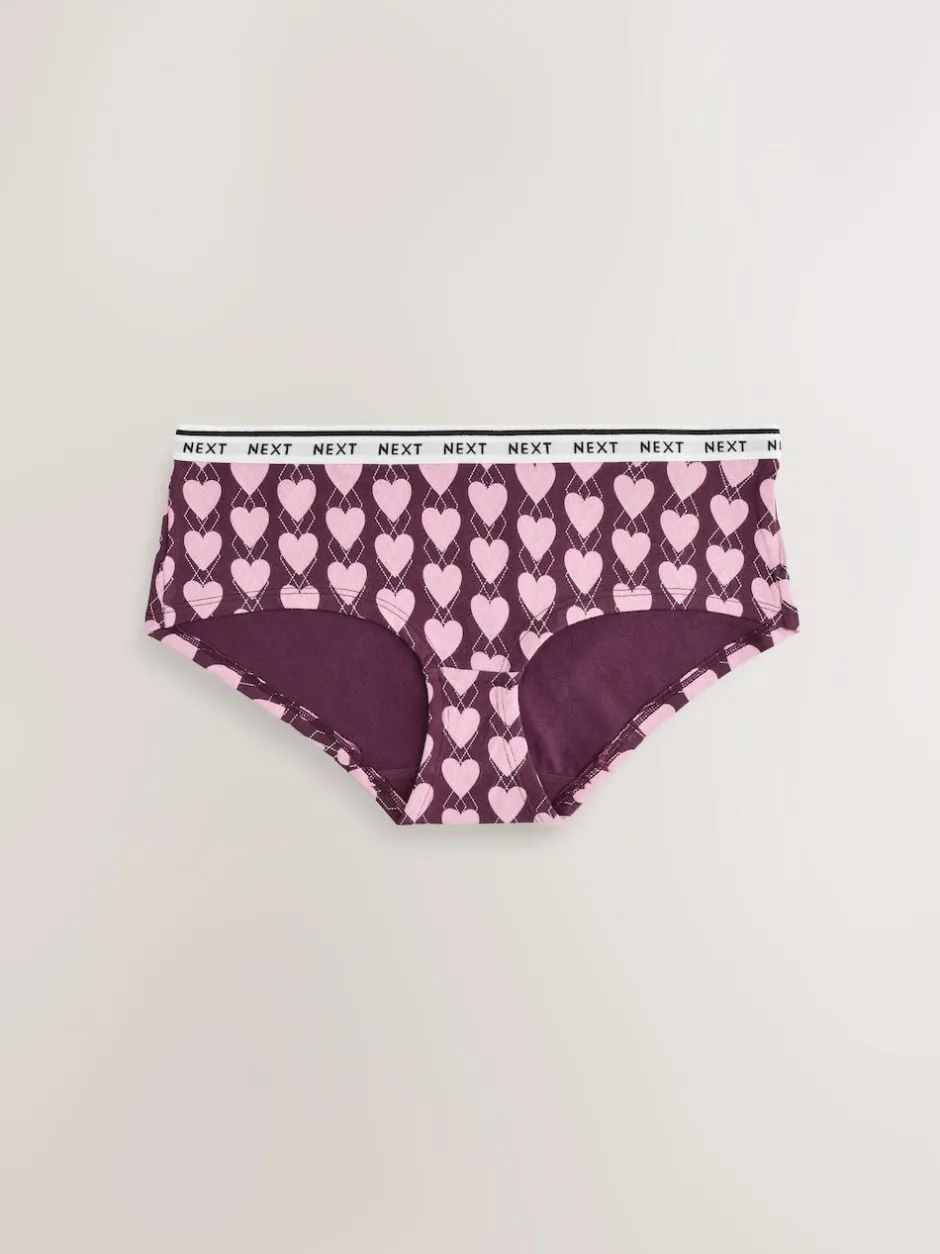 Next Short Cotton Logo Knickers 4 Pack Navy Argyle Hot