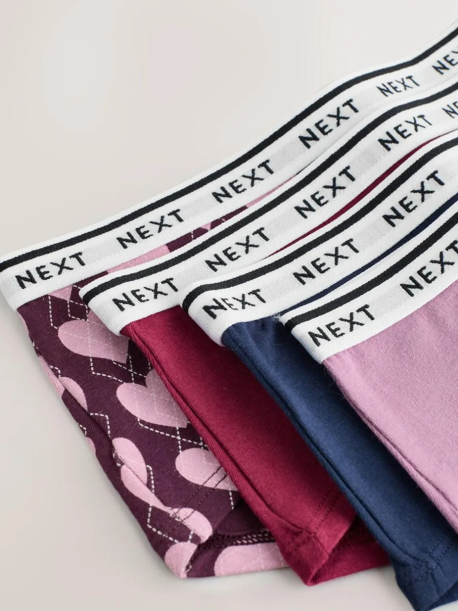 Next Short Cotton Logo Knickers 4 Pack Navy Argyle Hot
