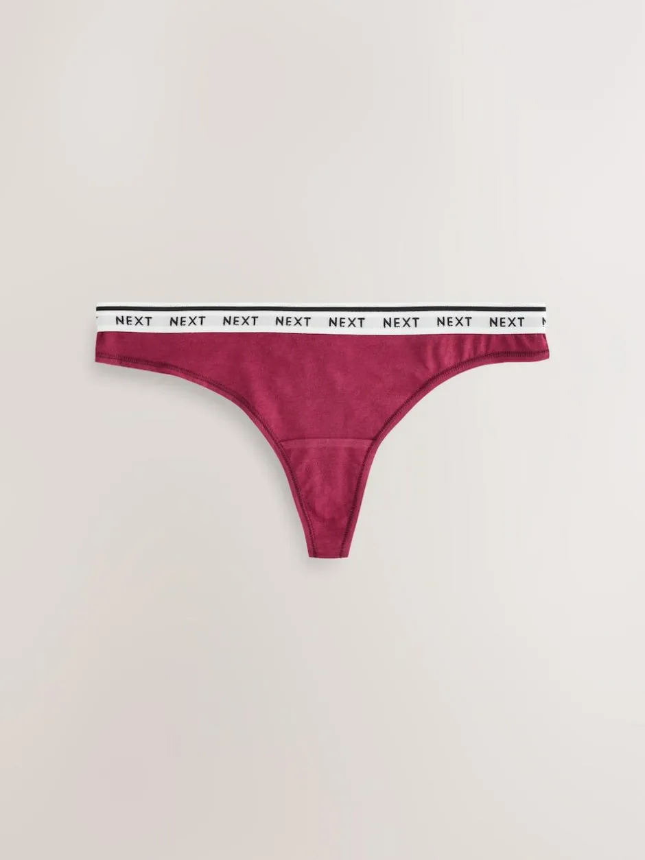 Next Thong Cotton Logo Knickers 4 Pack Navy Argyle Sale