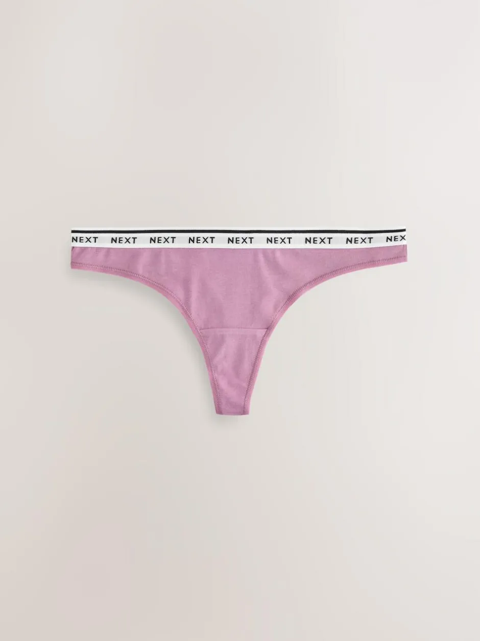 Next Thong Cotton Logo Knickers 4 Pack Navy Argyle Sale