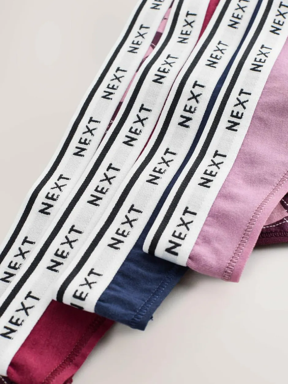 Next Thong Cotton Logo Knickers 4 Pack Navy Argyle Sale