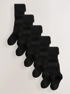 Next 5 Pack Cotton Rich School Tights Navy Blue Online
