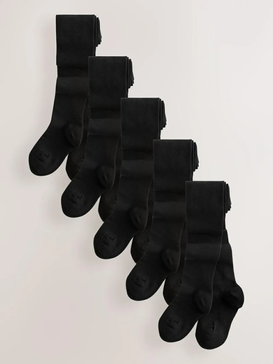 Next 5 Pack Cotton Rich School Tights Navy Blue Online
