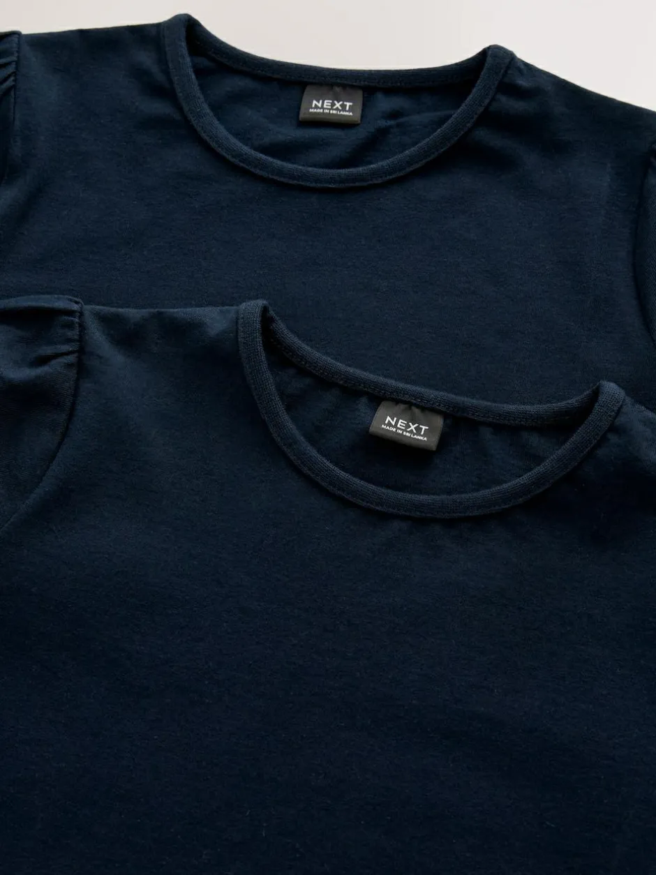Next Navy Blue 2 Pack Puff Sleeve T-Shirts (3-16yrs) Hot