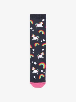 Next Navy Blue 2 Pack Thermal Cotton Rich Unicorn Welly Socks Online