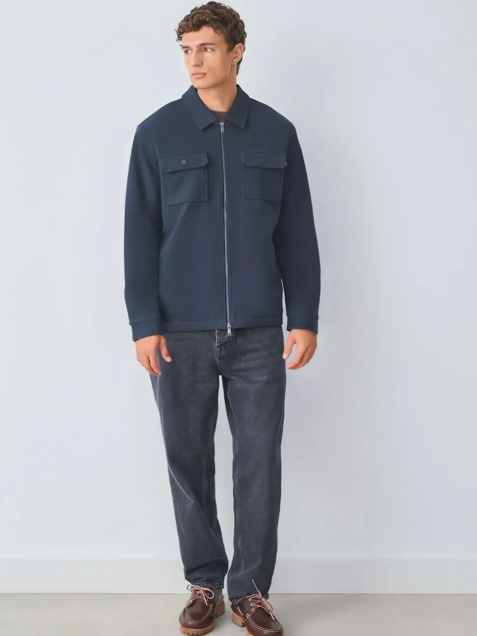 Next Borg Fleece Lined Shacket Navy Blue