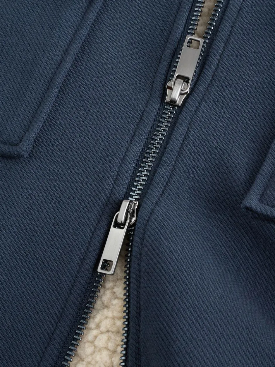 Next Borg Fleece Lined Shacket Navy Blue