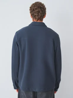 Next Borg Fleece Lined Shacket Navy Blue