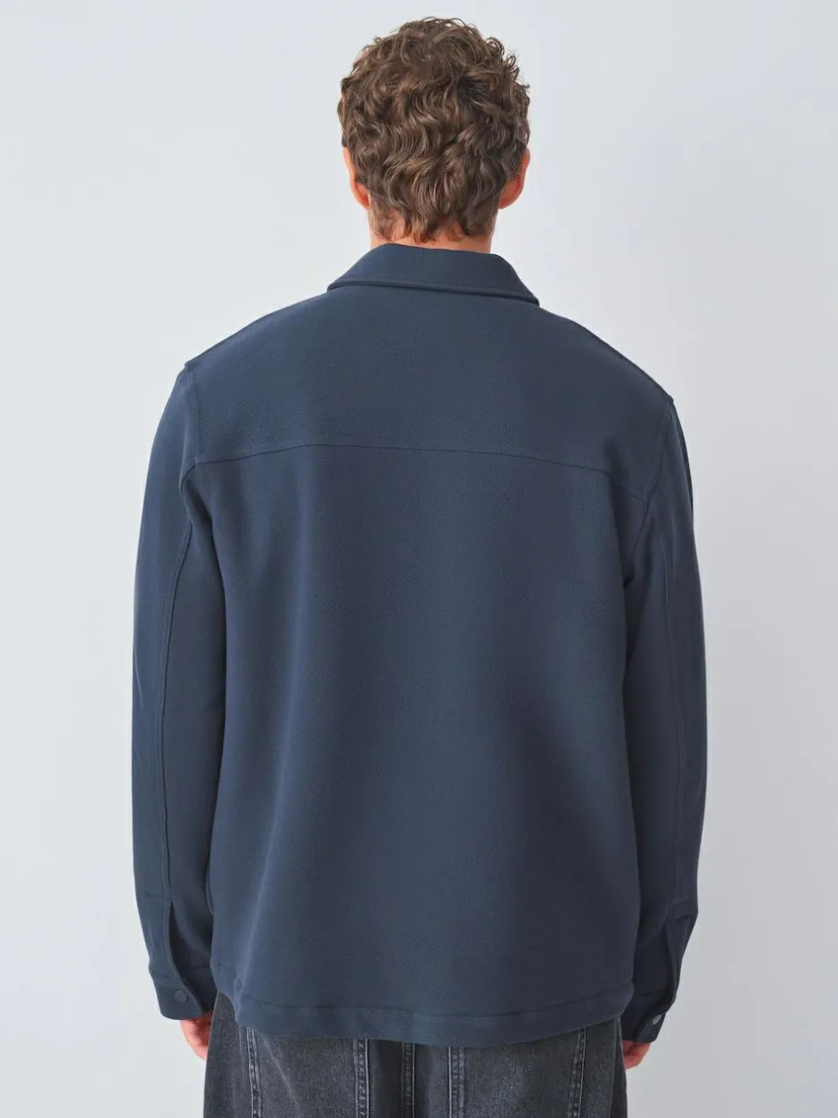 Next Borg Fleece Lined Shacket Navy Blue