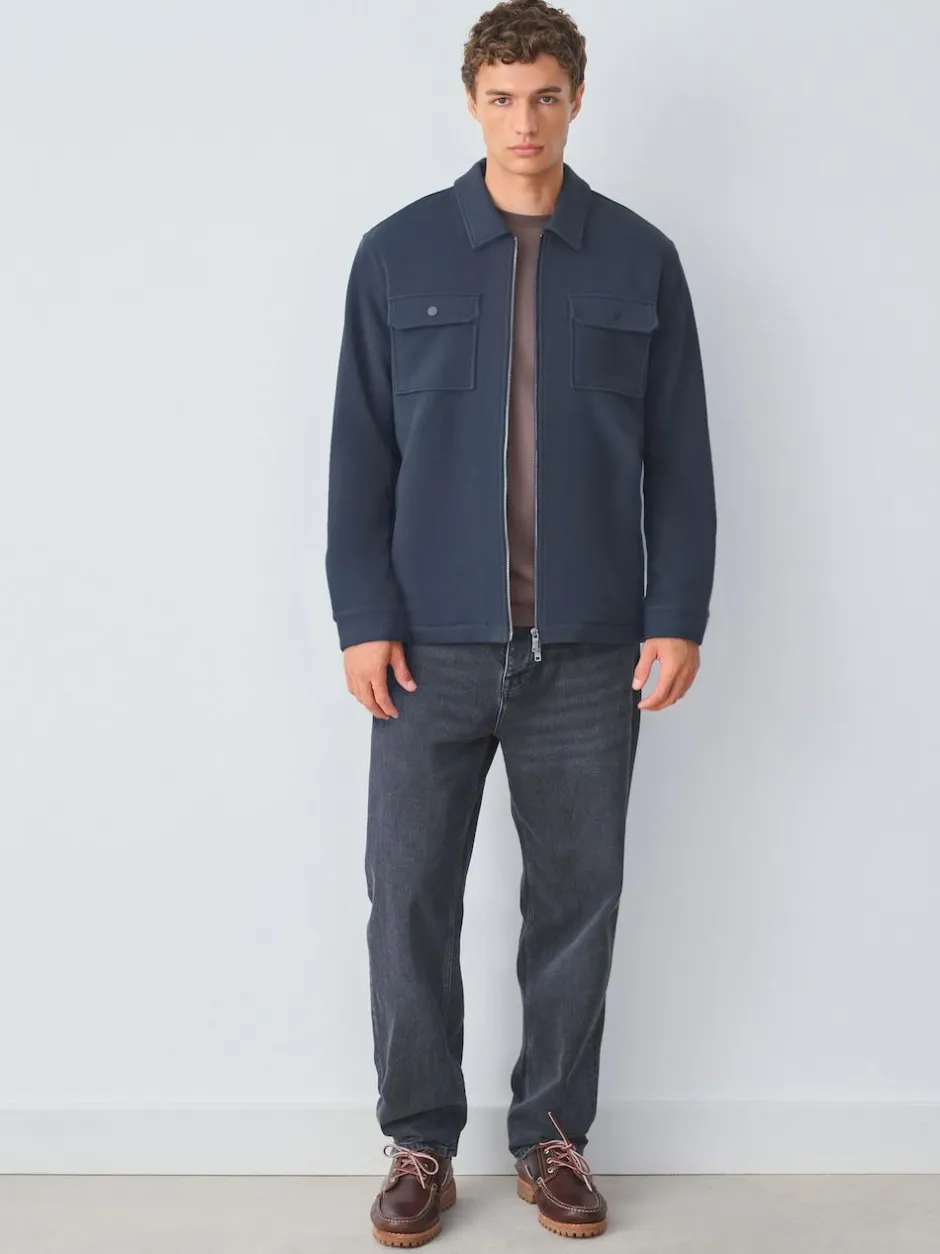 Next Borg Fleece Lined Shacket Navy Blue
