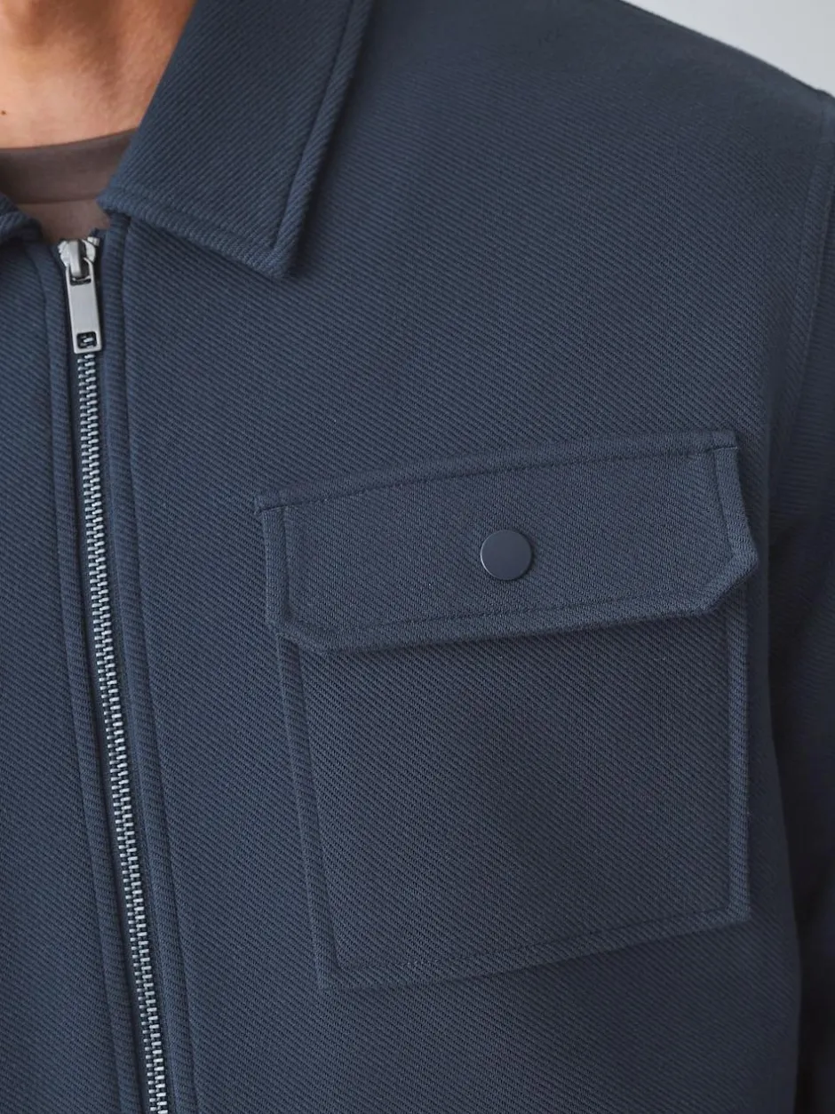 Next Borg Fleece Lined Shacket Navy Blue