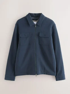Next Borg Fleece Lined Shacket Navy Blue