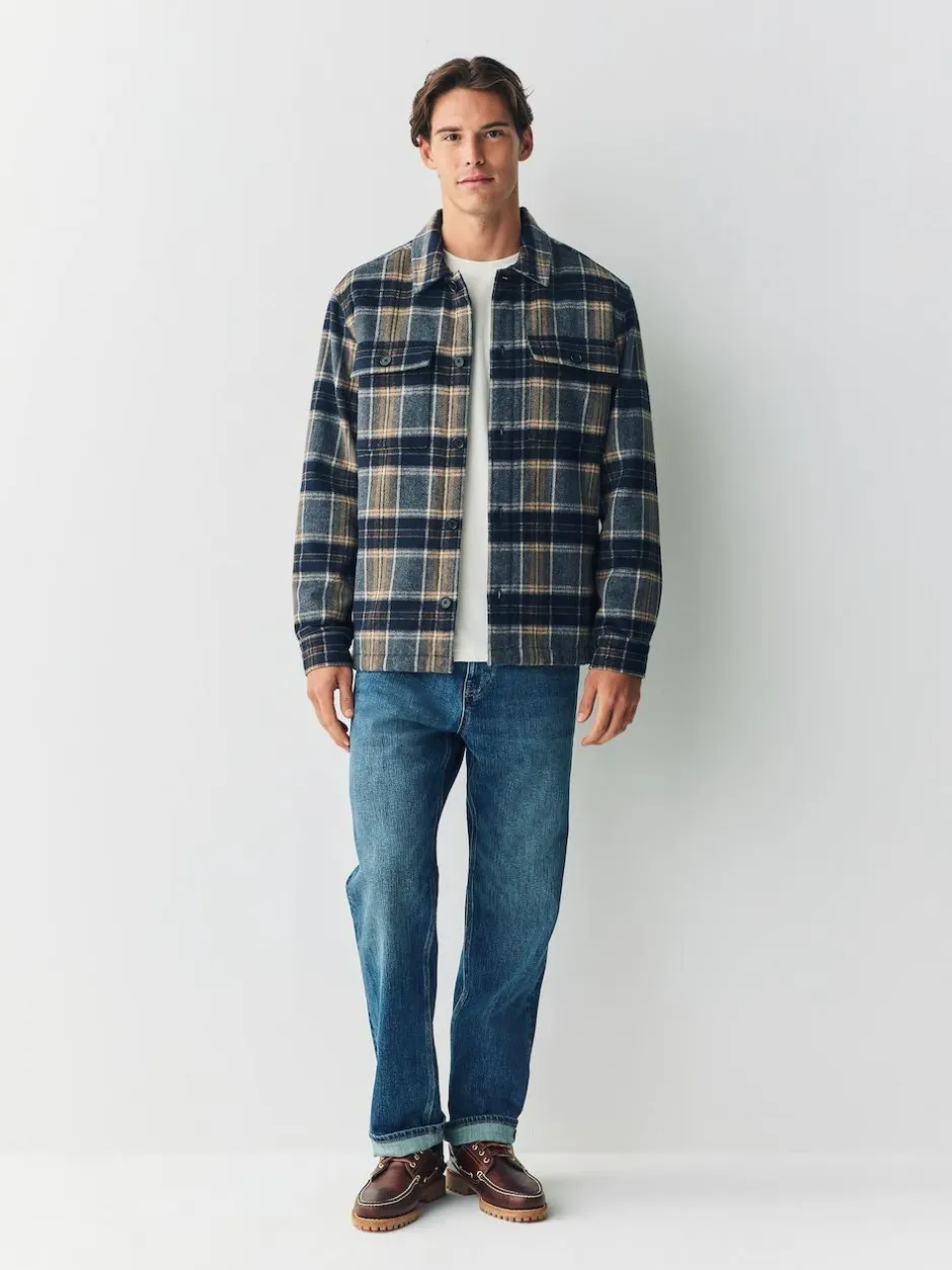 Next Navy Blue Borg Lined Check Shacket Discount