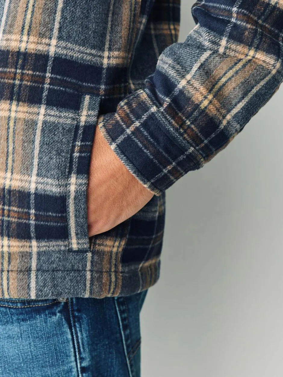 Next Navy Blue Borg Lined Check Shacket Discount