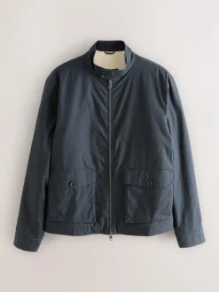 Next Borg Lined Shower Resistant Harrington Jacket Navy Blue Sale