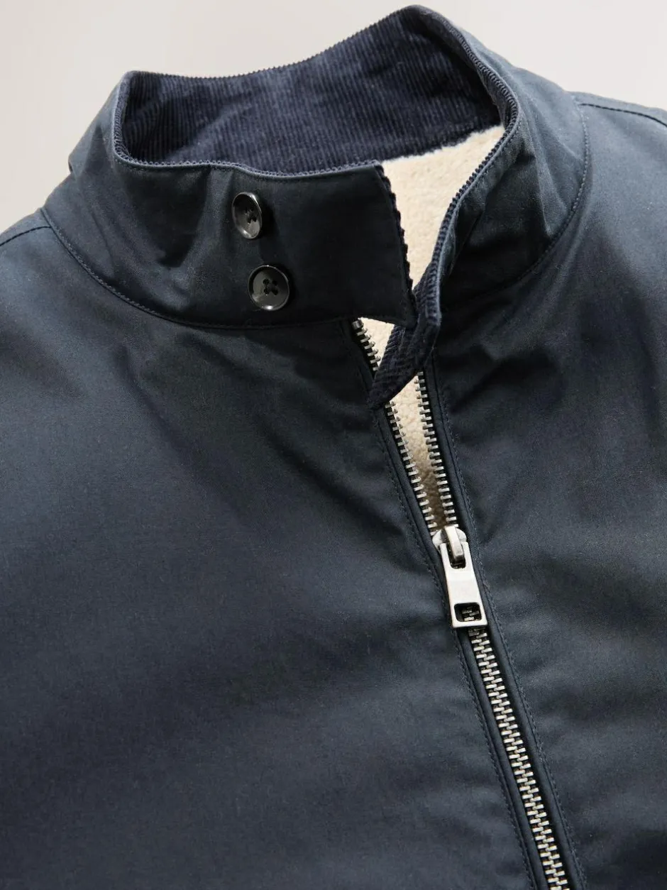 Next Borg Lined Shower Resistant Harrington Jacket Navy Blue Sale
