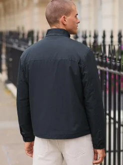 Next Borg Lined Shower Resistant Harrington Jacket Navy Blue Sale