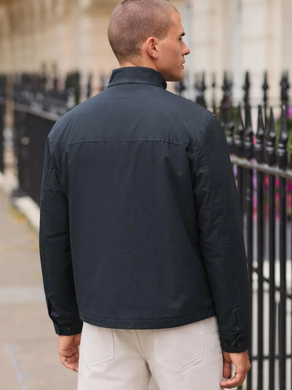 Next Borg Lined Shower Resistant Harrington Jacket Navy Blue Sale