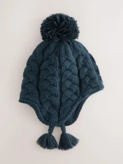 Next Cable Knit Inca Pom Hat (3mths-10yrs) Navy Blue Outlet