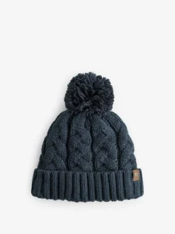 Next Navy Blue Cable Knit Pom Hat (1-16yrs) Discount