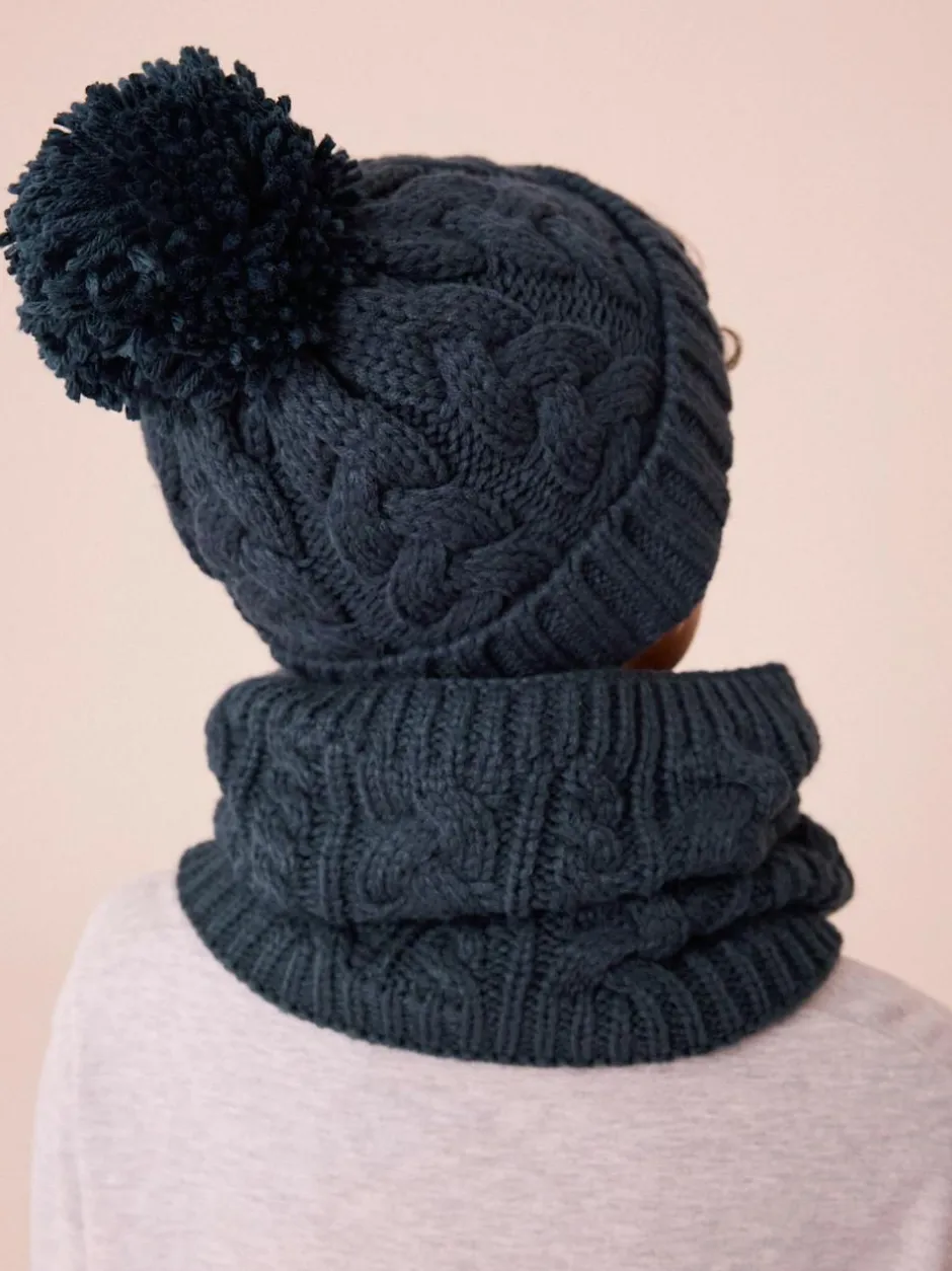 Next Navy Blue Cable Knit Pom Hat (1-16yrs) Discount