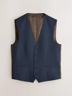 Next Check Suit Waistcoat Navy Blue Best