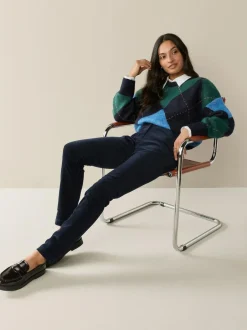 Next Corduroy Skinny Trousers Navy Blue Sale