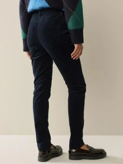 Next Corduroy Skinny Trousers Navy Blue Sale