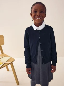 Next Cotton Rich Scalloped Edge School Cardigan (3-16yrs) Navy Blue Best