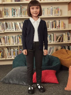 Next Navy Blue Cotton Rich School V-Neck Cardigan (3-16yrs) New