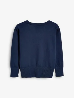 Next Navy Blue Cotton Rich School V-Neck Cardigan (3-16yrs) New