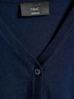 Next Navy Blue Cotton Rich School V-Neck Cardigan (3-16yrs) New