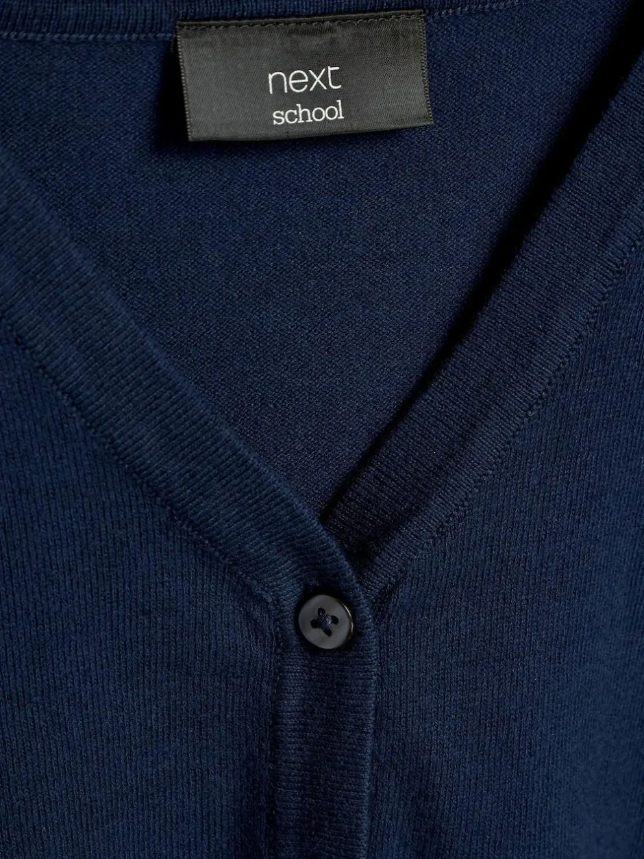 Next Navy Blue Cotton Rich School V-Neck Cardigan (3-16yrs) New