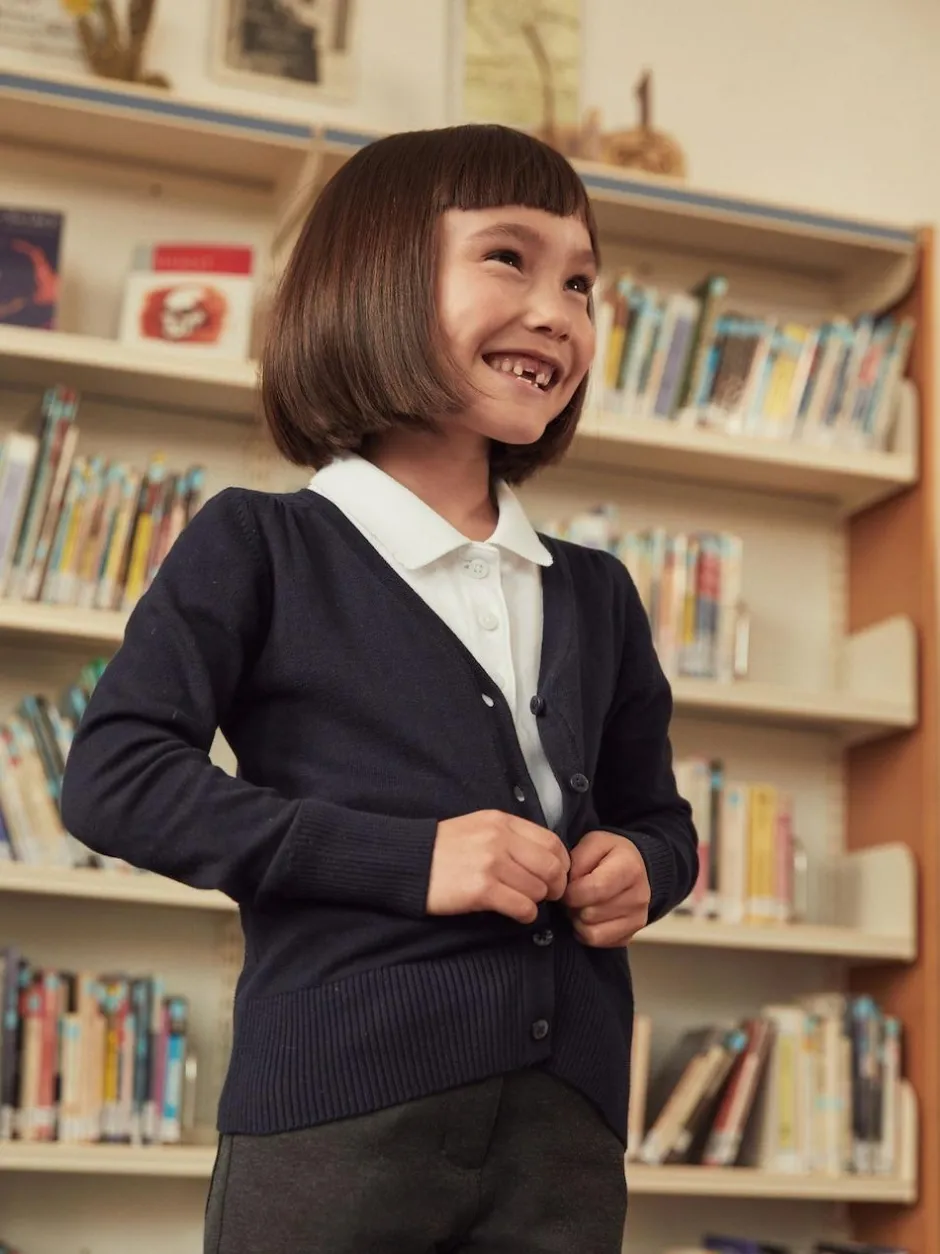 Next Navy Blue Cotton Rich School V-Neck Cardigan (3-16yrs) New