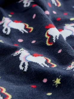 Next Navy Blue Cotton Rich Unicorn Tights New