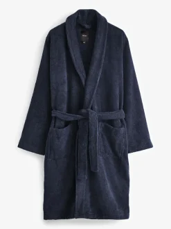 Next Navy Blue Cotton Towelling Dressing Gown Clearance