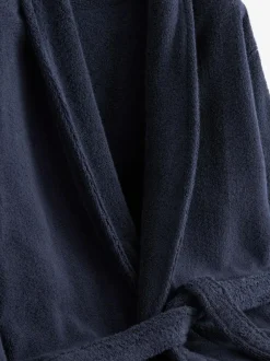 Next Navy Blue Cotton Towelling Dressing Gown Clearance