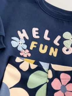 Next Sweatshirt and Leggings Set (3mths-7yrs) Navy Blue Flower New
