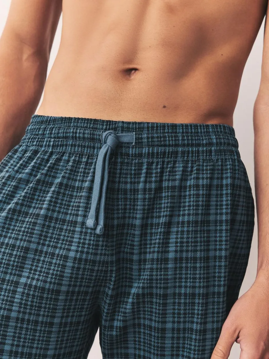 Next Navy Blue Jersey Check Pyjamas Shorts 2 Pack Hot