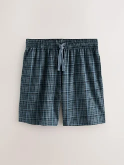 Next Navy Blue Jersey Check Pyjamas Shorts 2 Pack Hot