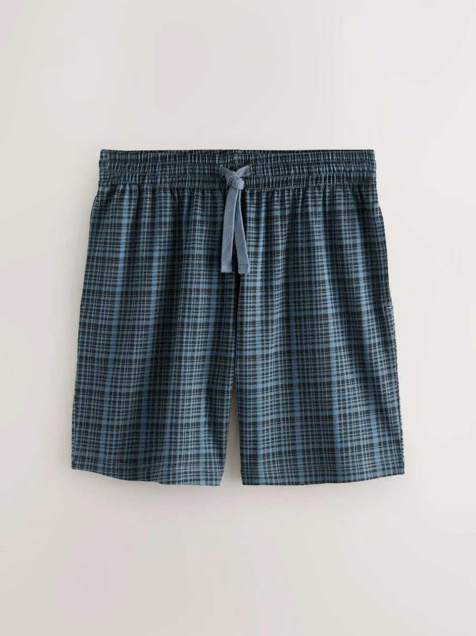 Next Navy Blue Jersey Check Pyjamas Shorts 2 Pack Hot