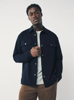 Next Navy Blue Jersey Twill Popper Shacket New