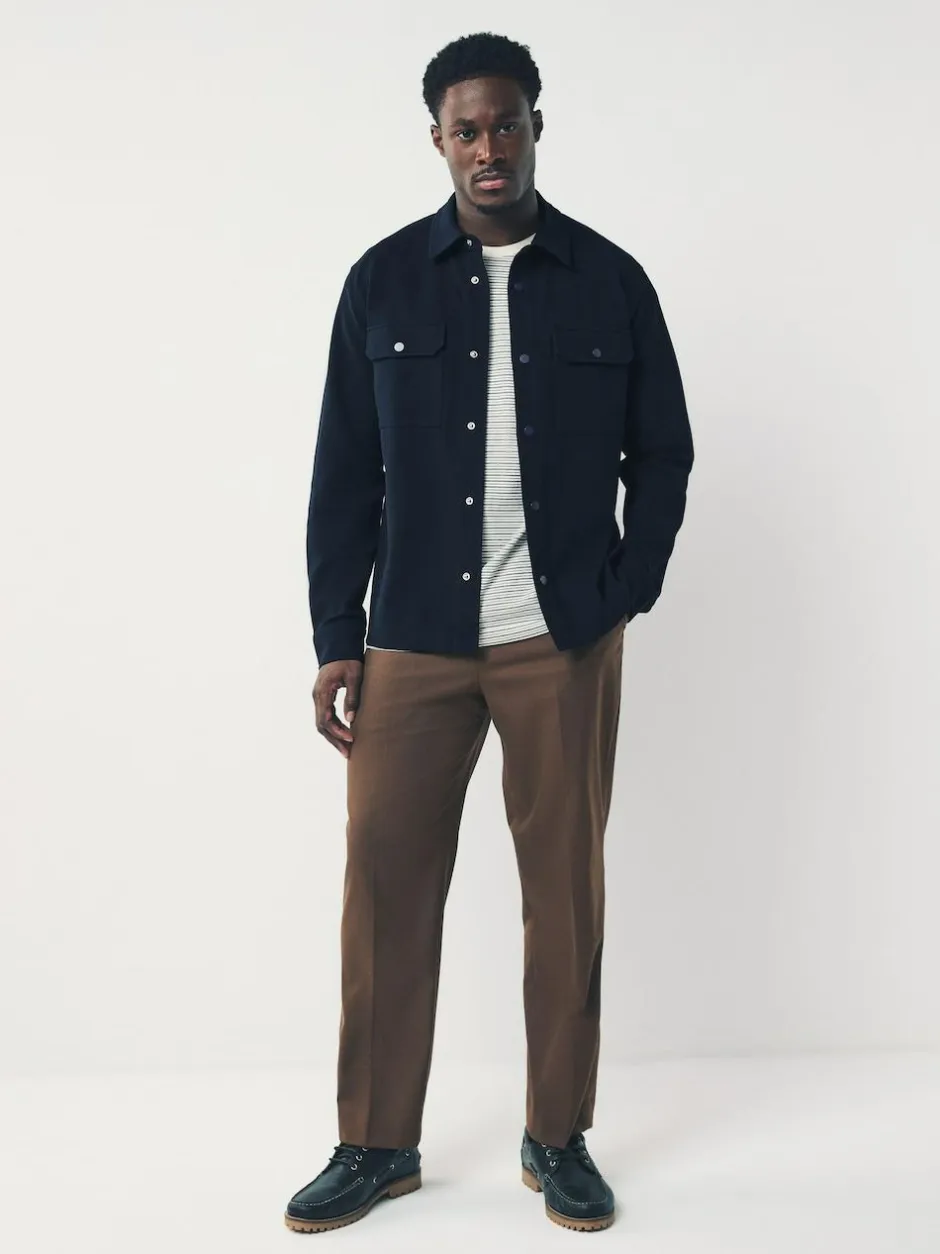 Next Navy Blue Jersey Twill Popper Shacket New