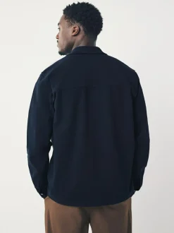 Next Navy Blue Jersey Twill Popper Shacket New