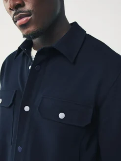 Next Navy Blue Jersey Twill Popper Shacket New